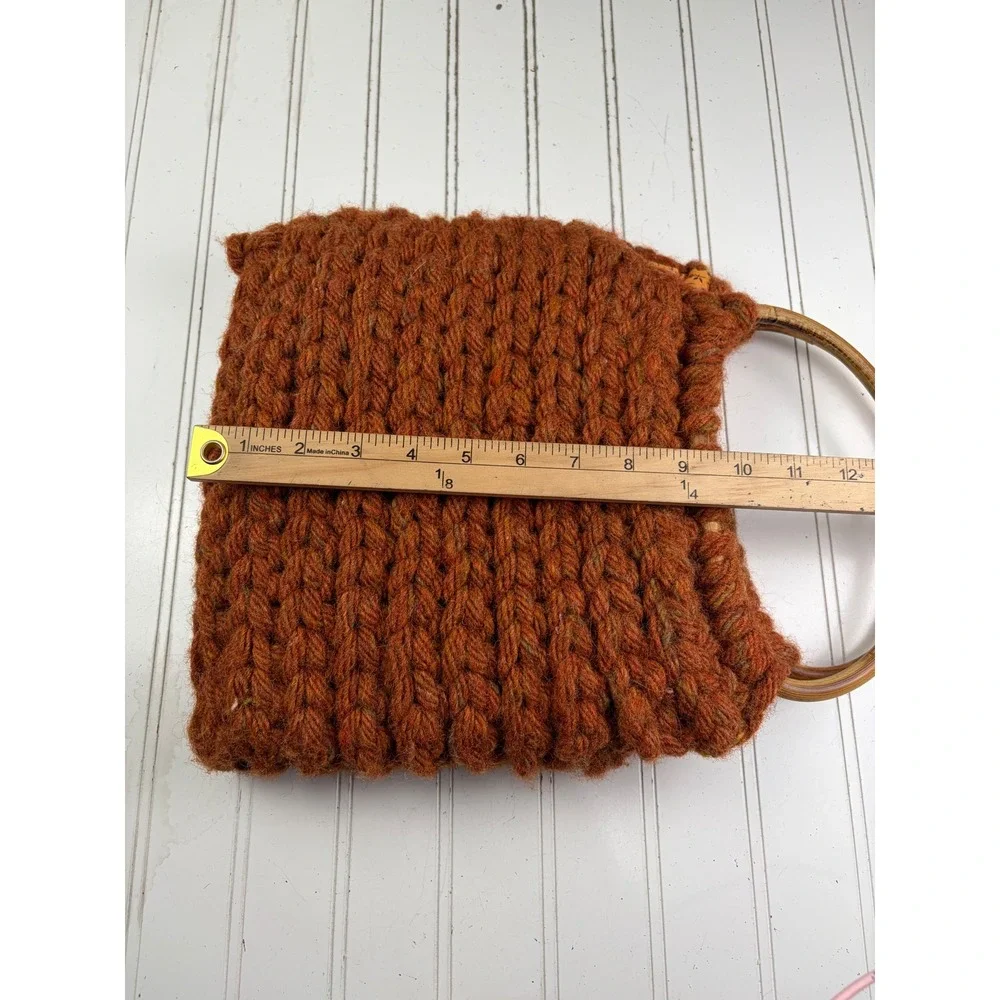 Boho Vintage Y2K Orange Chunky Knit Woven Handmade Crochet Shoulder Bag Purse